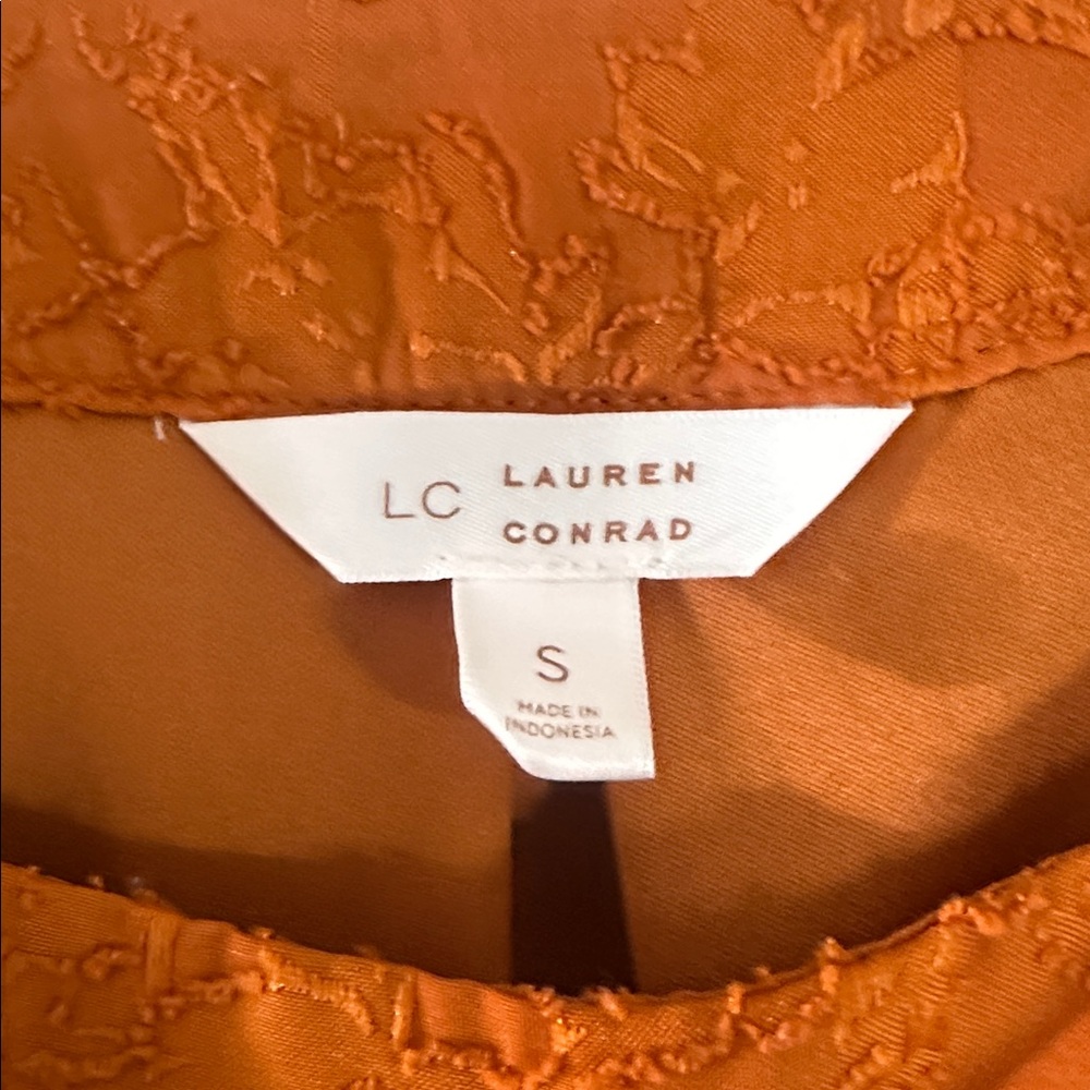 LC Lauren Conrad Burnt Orange Lace Blouse - Picture 2 of 4